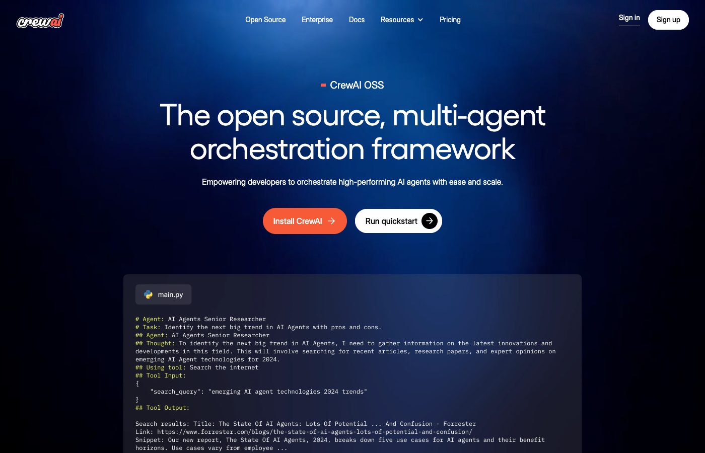 CrewAI public platform context screenshot