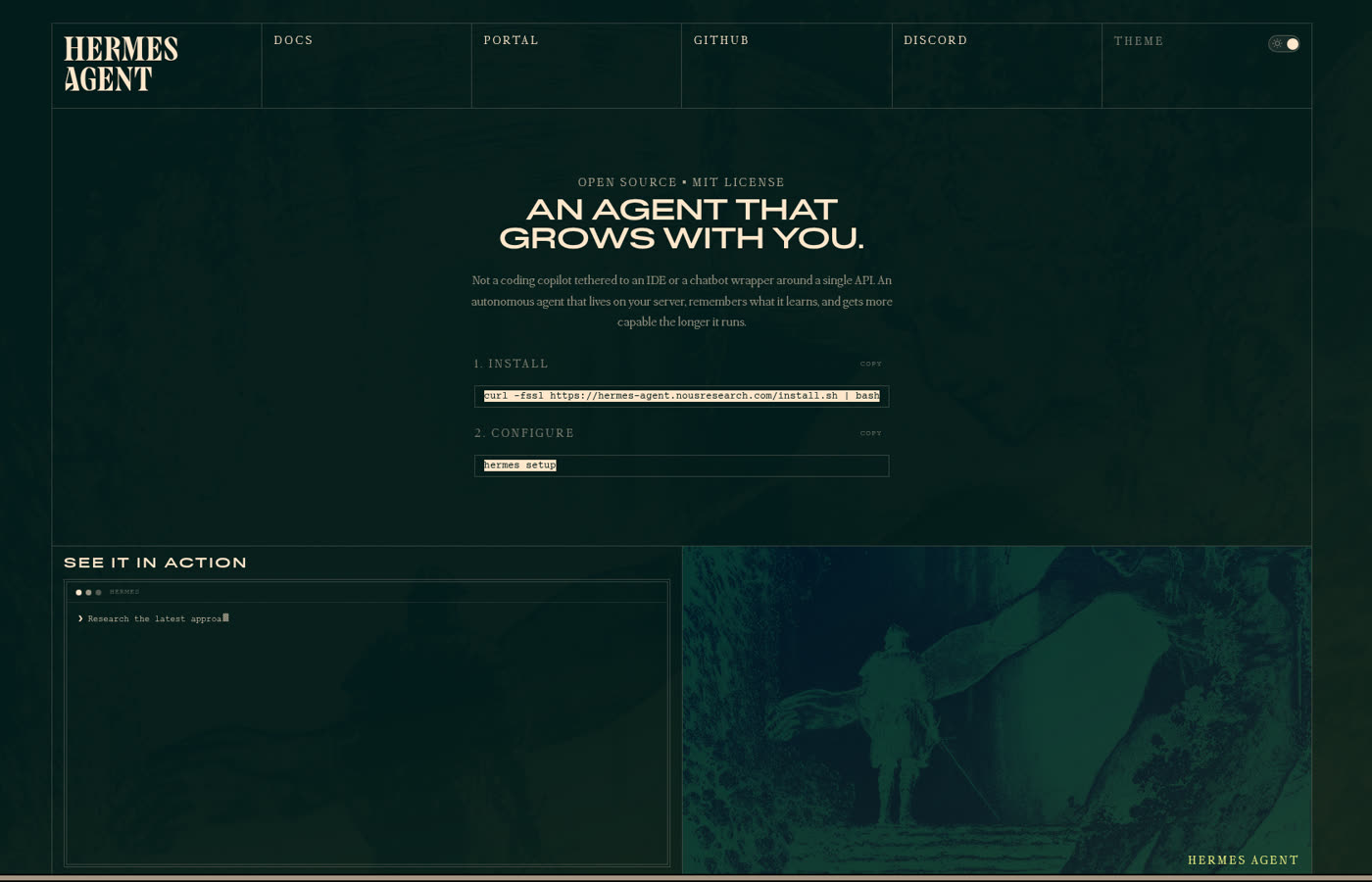 Hermes Agent public platform context screenshot
