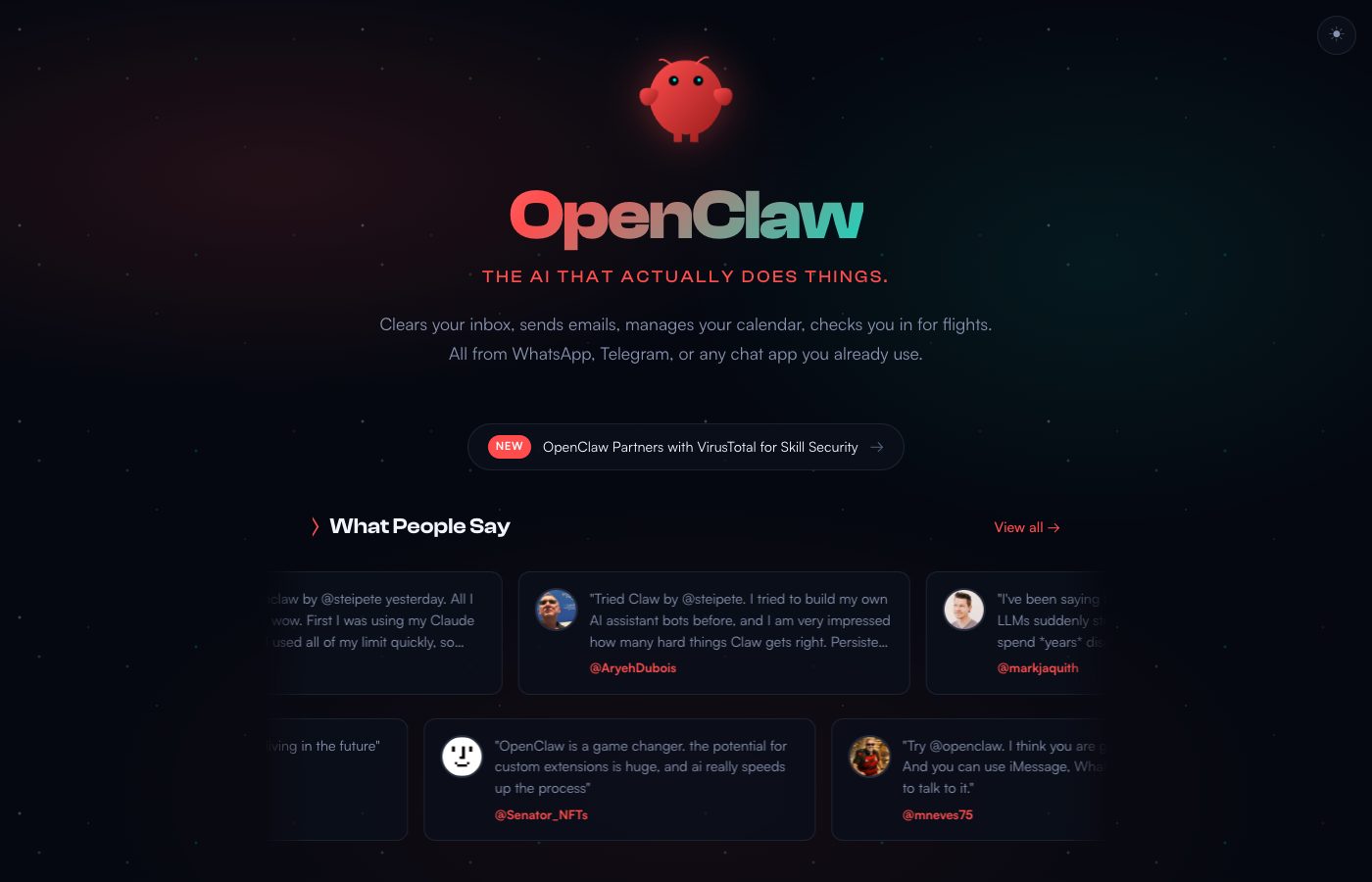 OpenClaw public platform context screenshot