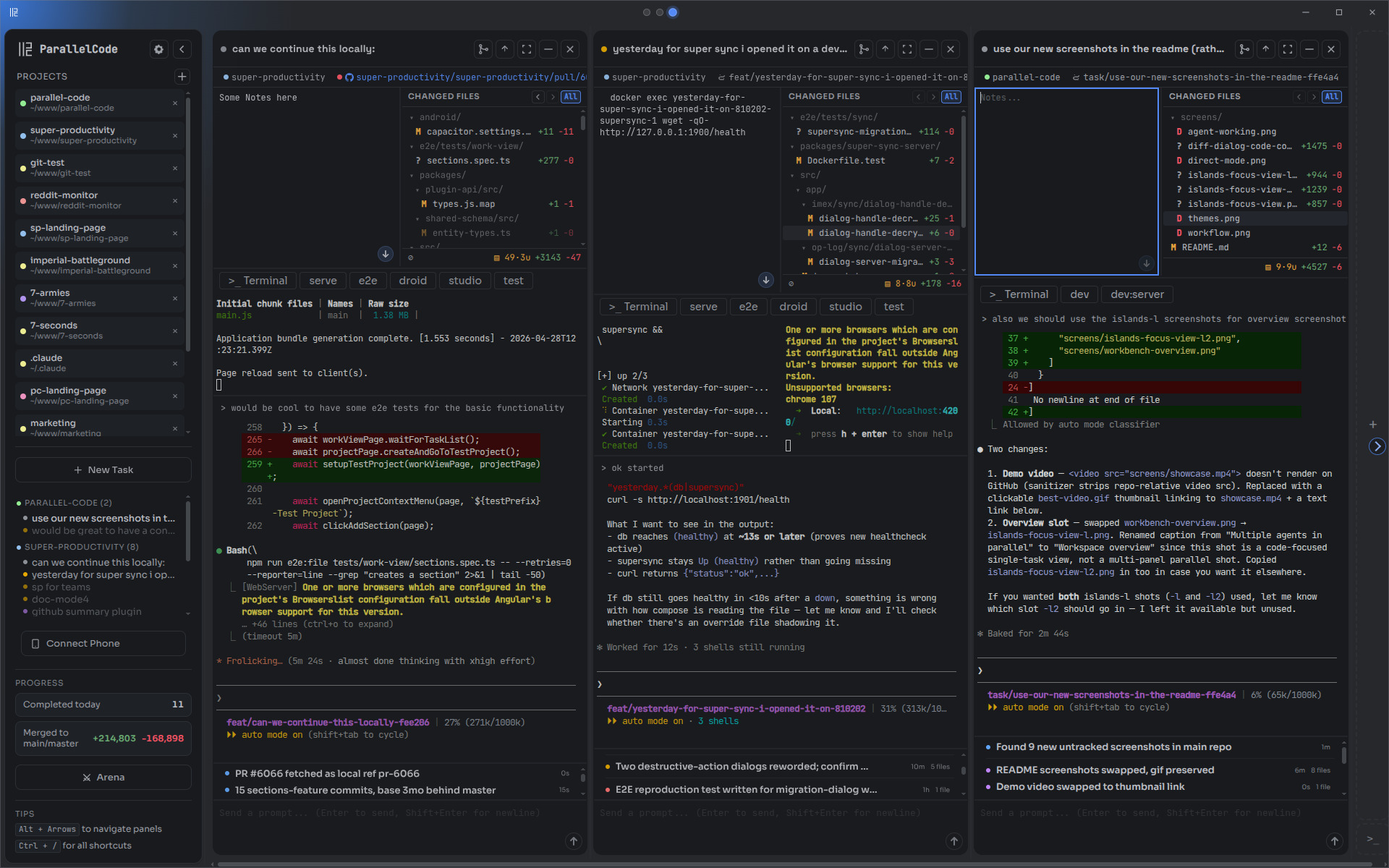 Parallel Code public platform context screenshot