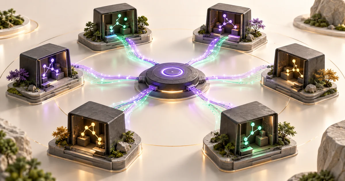 Generated conceptual illustration of coordinated coding-agent swarms for Ruflo