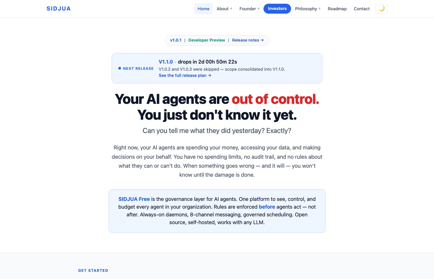 SIDJUA public platform context screenshot